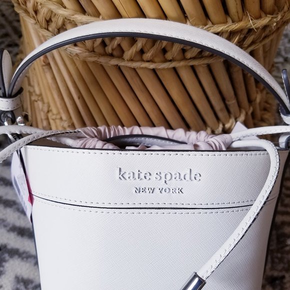 kate spade Bags Kate Spade Optic White Small Bucket Crossbody Bag